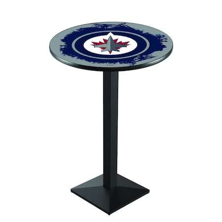 Holland Bar Stool Co 36" Blk Wrinkle Winnipeg Jets Pub Table L217B3628WinJet